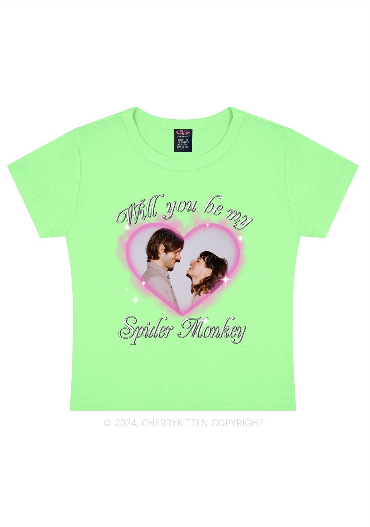 Spider Monkey Custom Photo Y2K Valentine's Day Baby Tee Cherrykitten