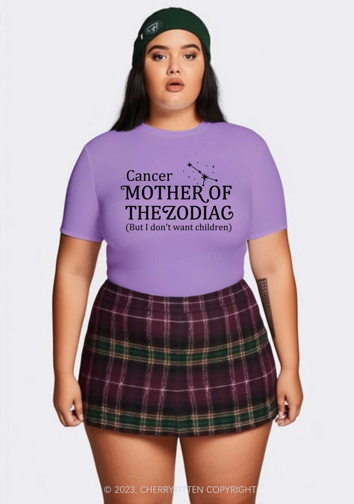 Curvy Mother Of The Zodiac Y2K Baby Tee Cherrykitten