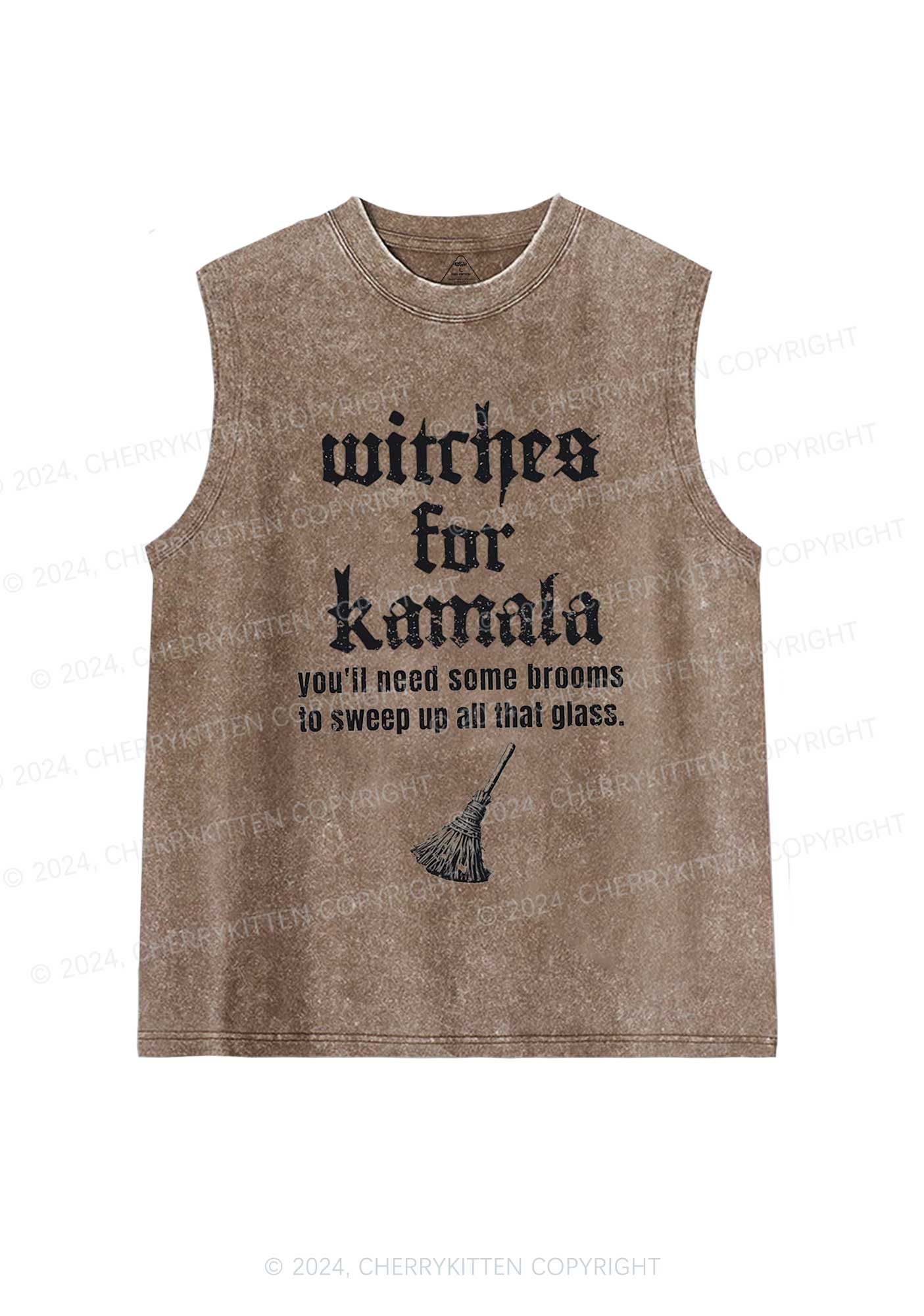 Halloween Witches for Kamala Y2K Washed Tank Cherrykitten