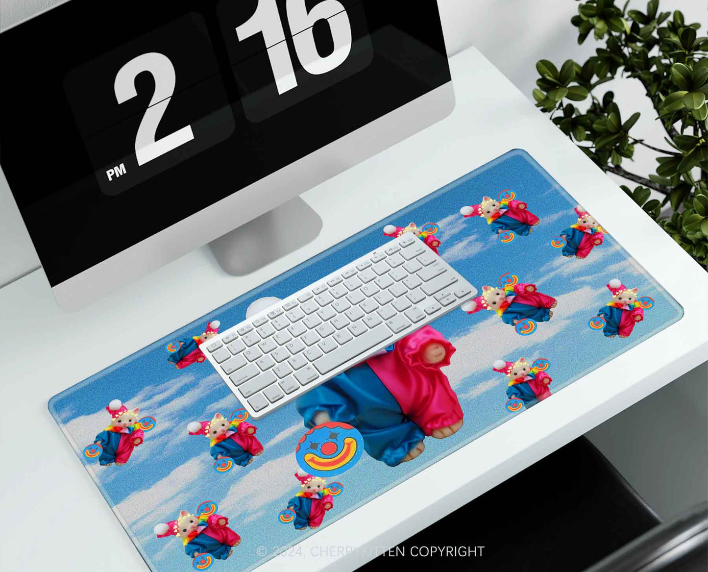 Chat Clown Y2K Desk Mat Cherrykitten