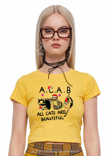 Christmas ACAB Cats Y2K Baby Tee Cherrykitten