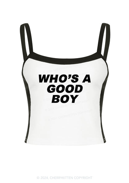 Who's A Good Boy Y2K Color Block Crop Cami Top Cherrykitten