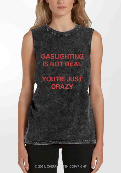 Gaslighting Not Real Y2K Washed Tank Cherrykitten