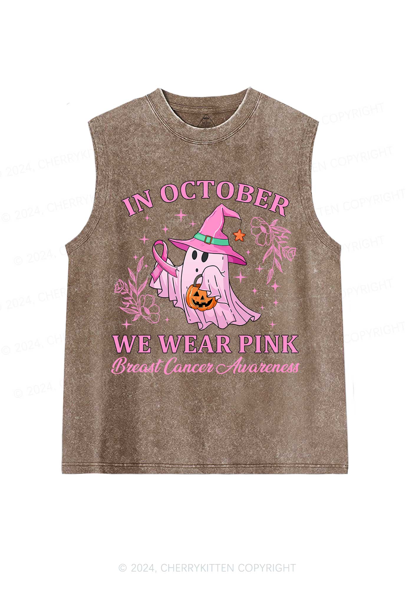 Halloween October Wear Pink Y2K Washed Tank Cherrykitten