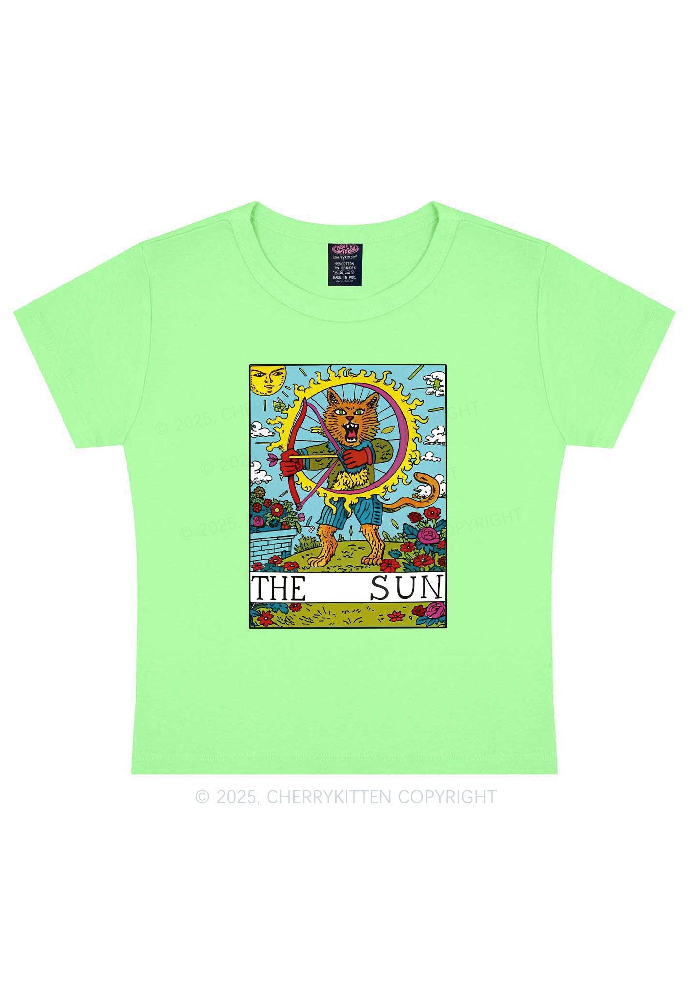 The Sun Cat Y2K Baby Tee Cherrykitten