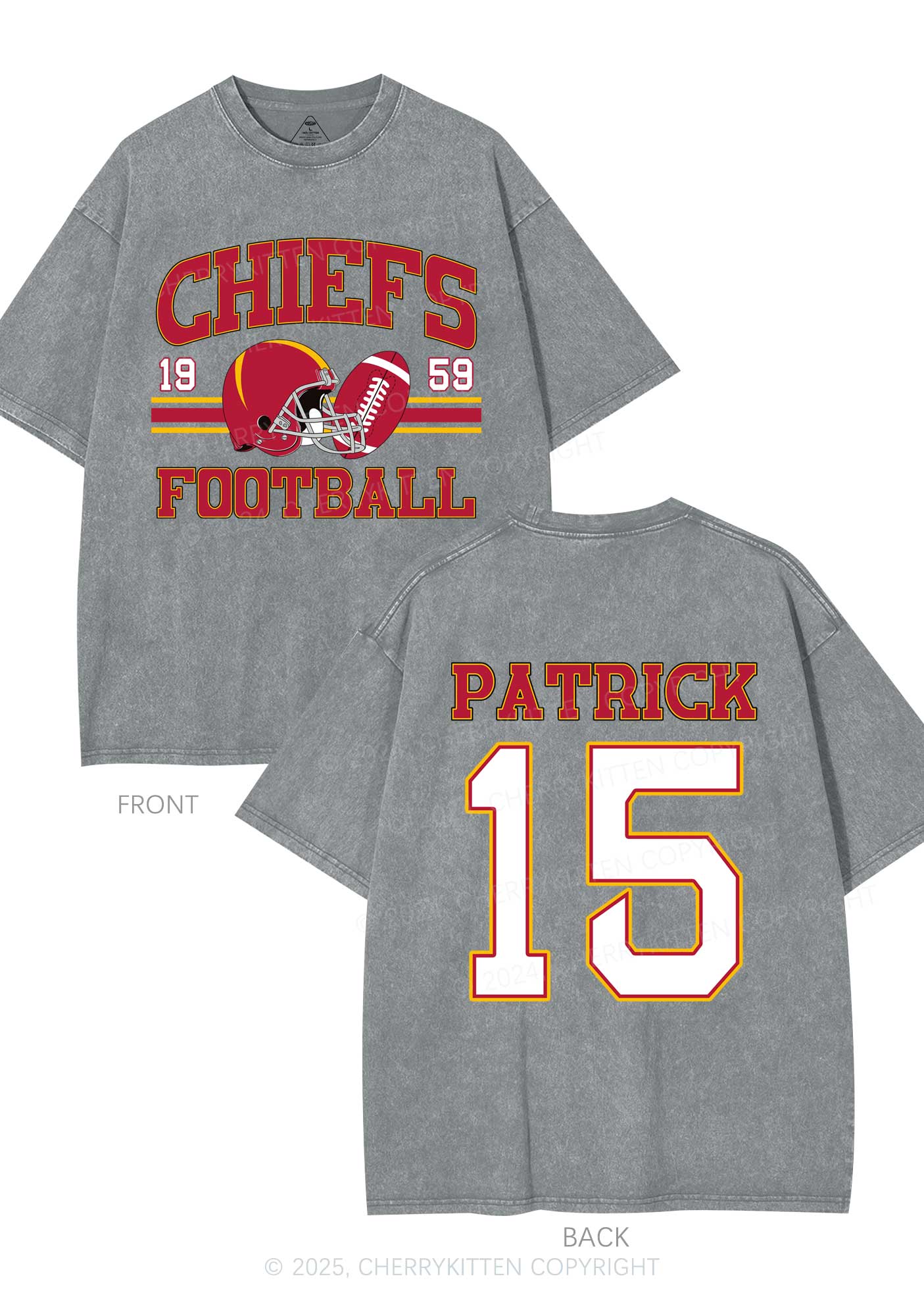 Custom Football Team Y2K Super Bowl Washed Tee Cherrykitten