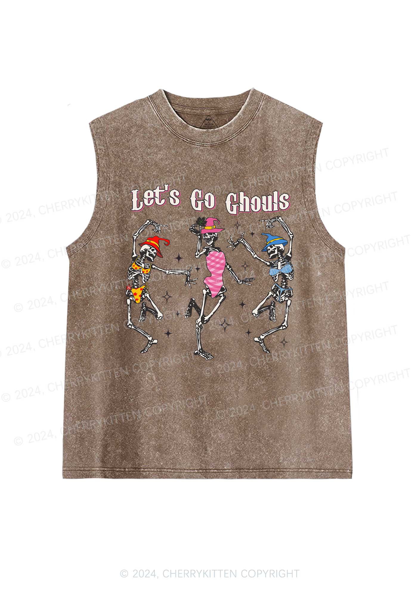 Halloween Let's Go Ghouls Y2K Washed Tank Cherrykitten