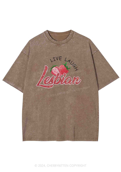 Live Laugh Lesbian Y2K Washed Tee Cherrykitten