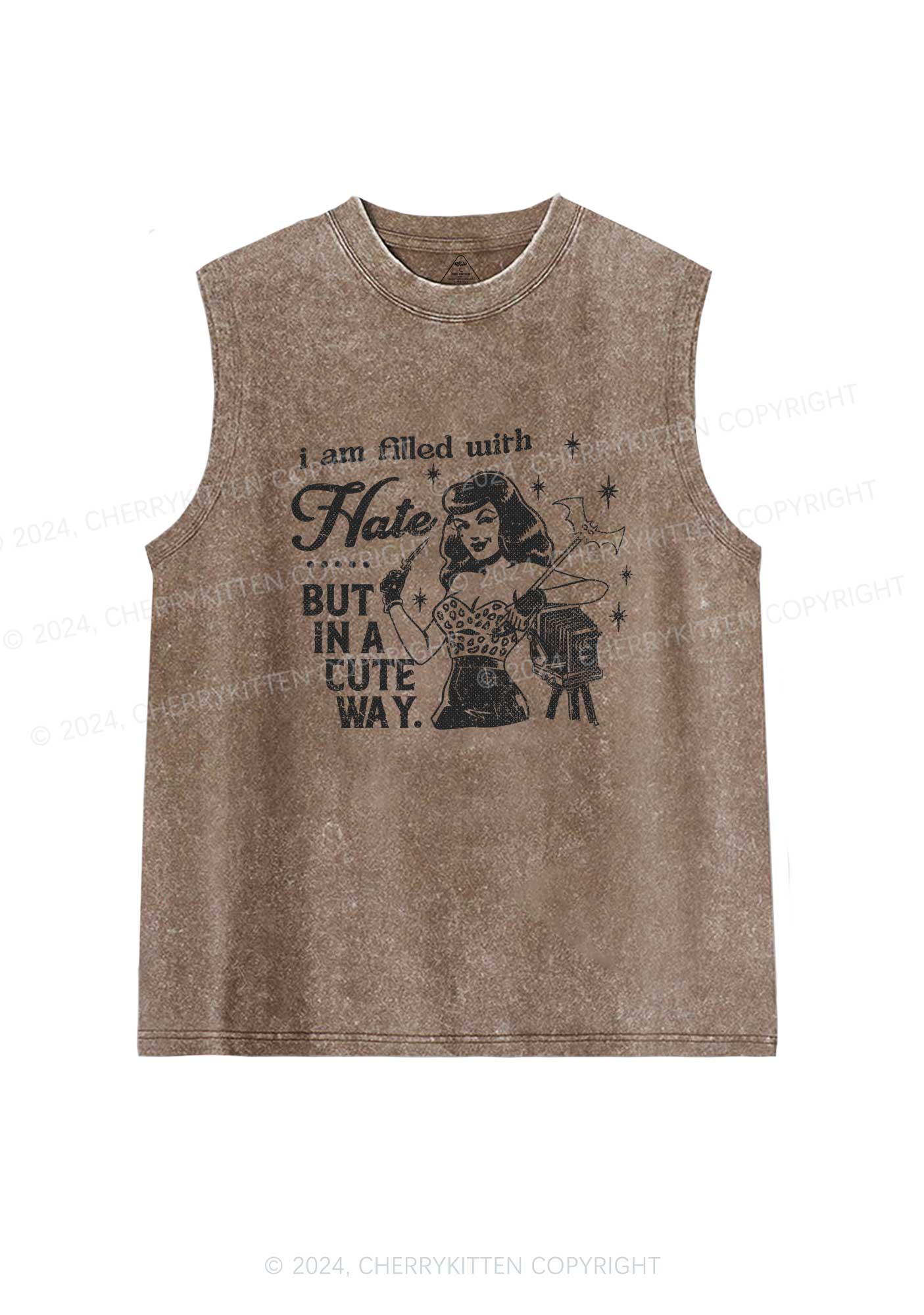 Hate In A Cute Way Y2K Washed Tank Cherrykitten