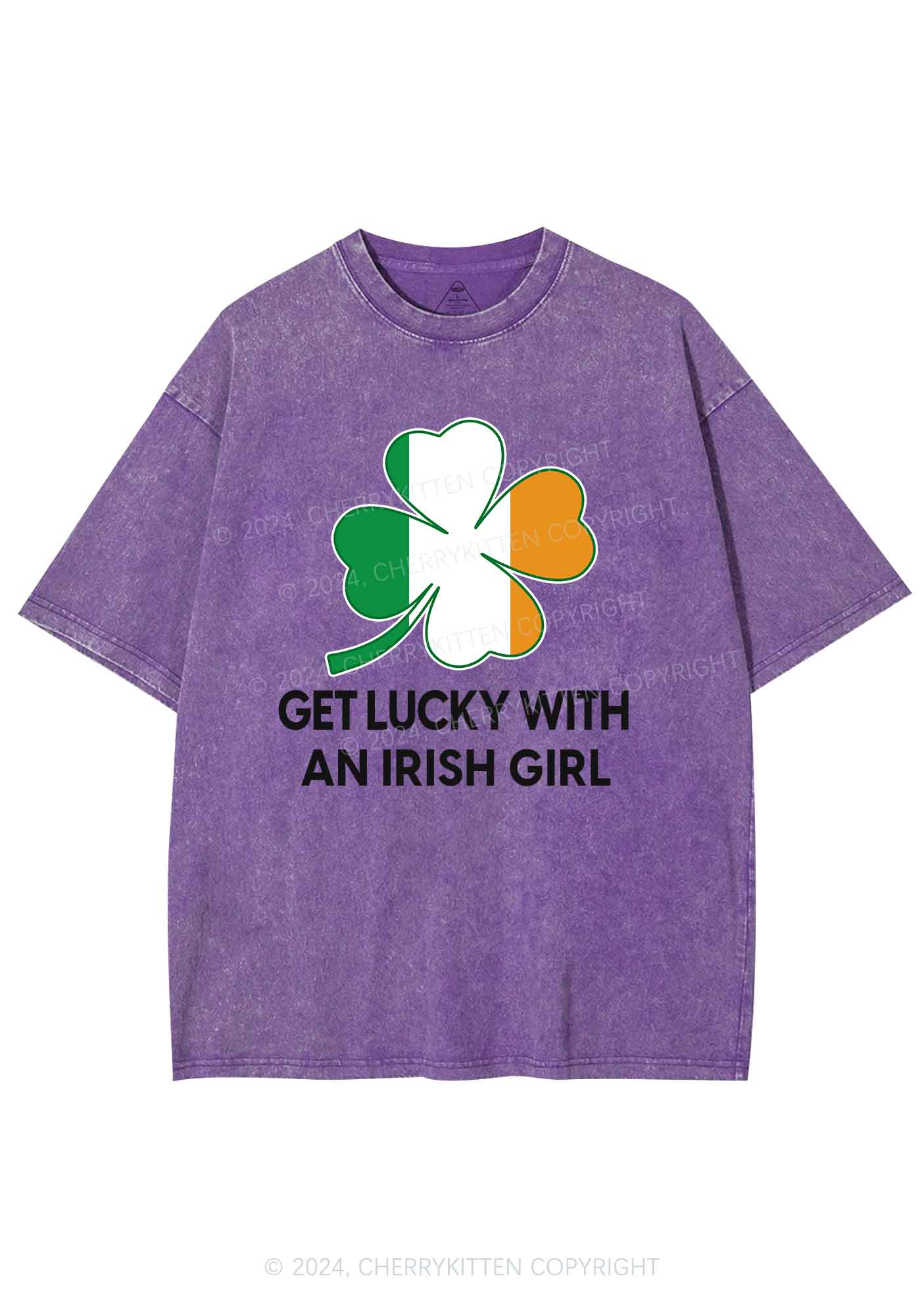 Get Lucky Irish Girl St Patricks Y2K Washed Tee Cherrykitten