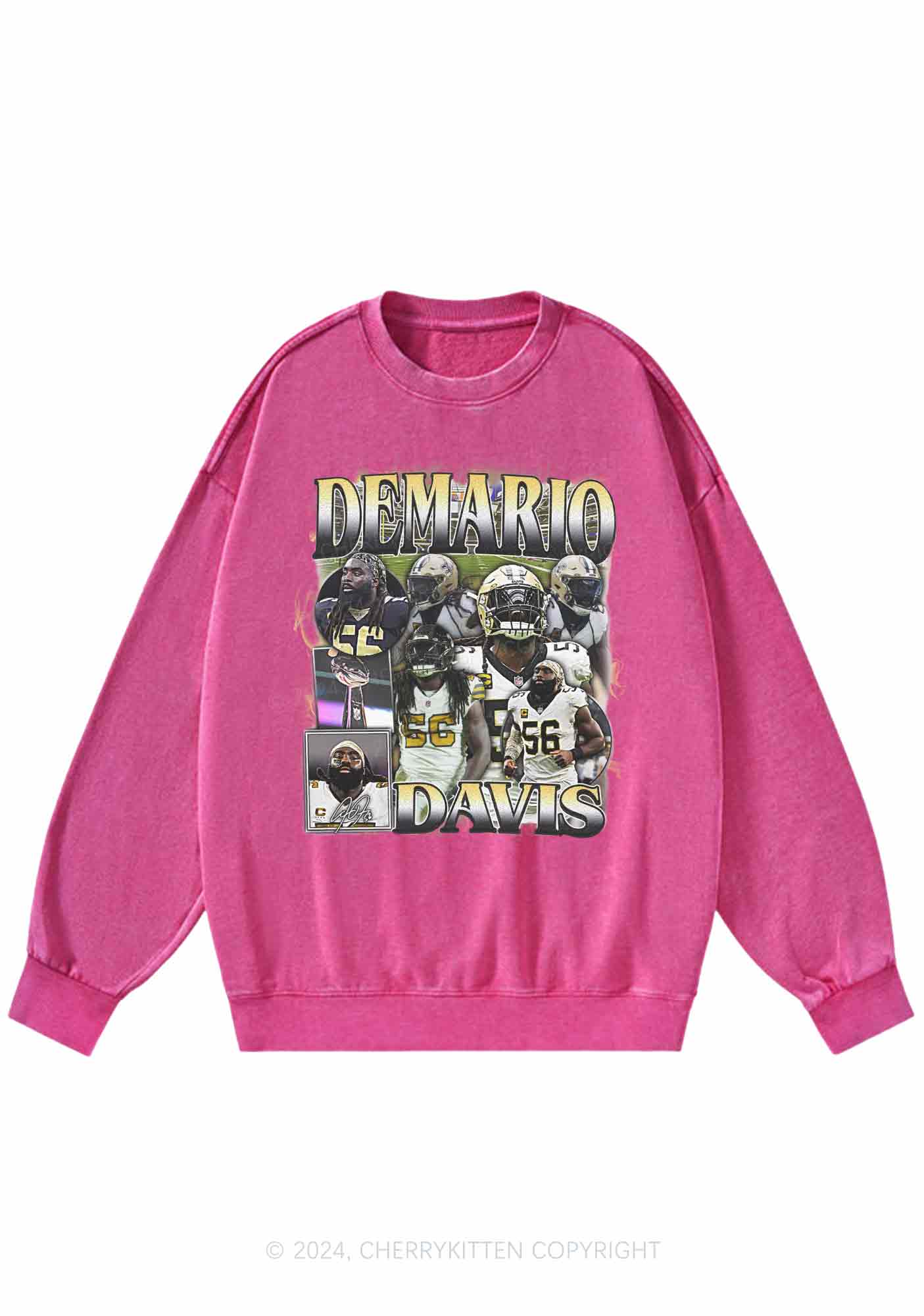 Yellow Demario Y2K Super Bowl Washed Sweatshirts Cherrykitten