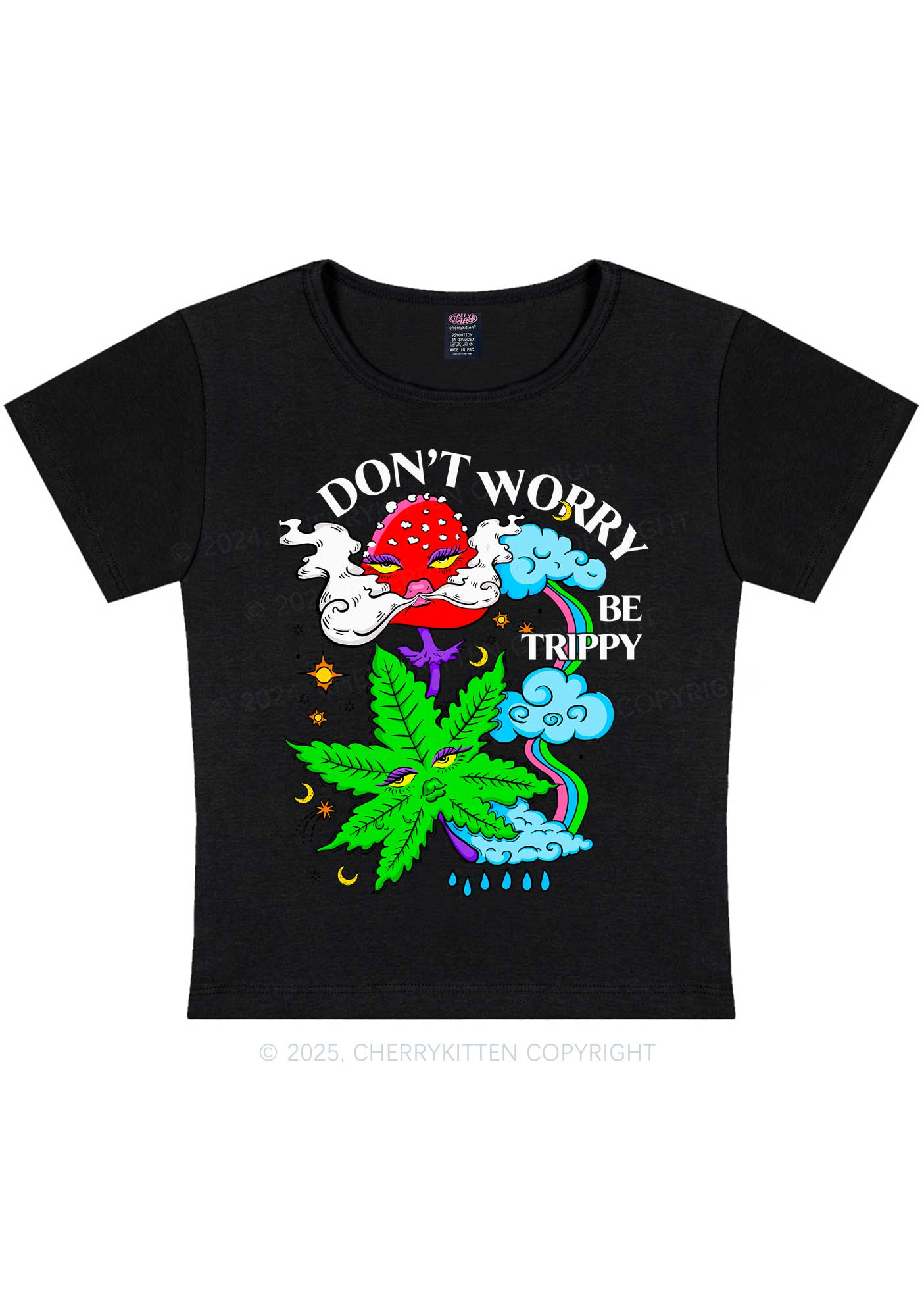 Dont Worry Be Trippy Y2K Baby Tee Cherrykitten