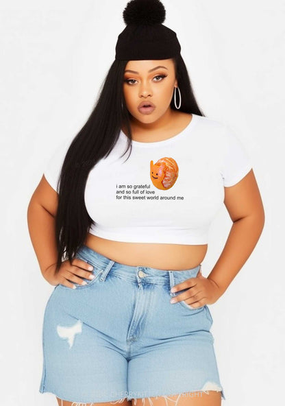 Curvy Grateful Orange Y2K Baby Tee Cherrykitten