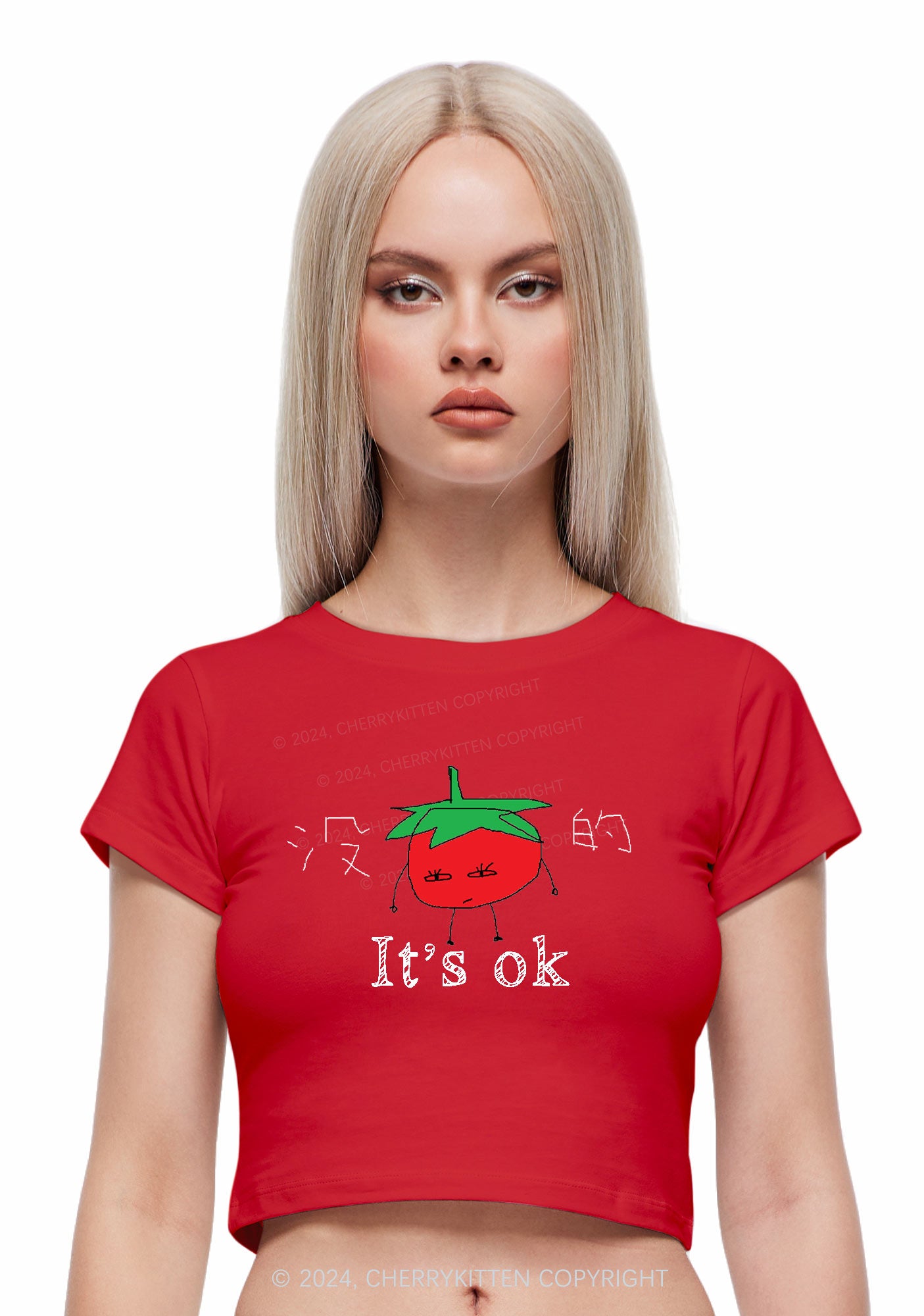 It's Ok Y2K Baby Tee Cherrykitten