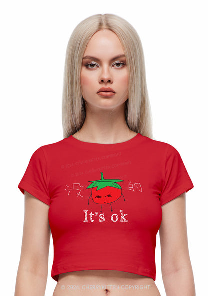 It's Ok Y2K Baby Tee Cherrykitten