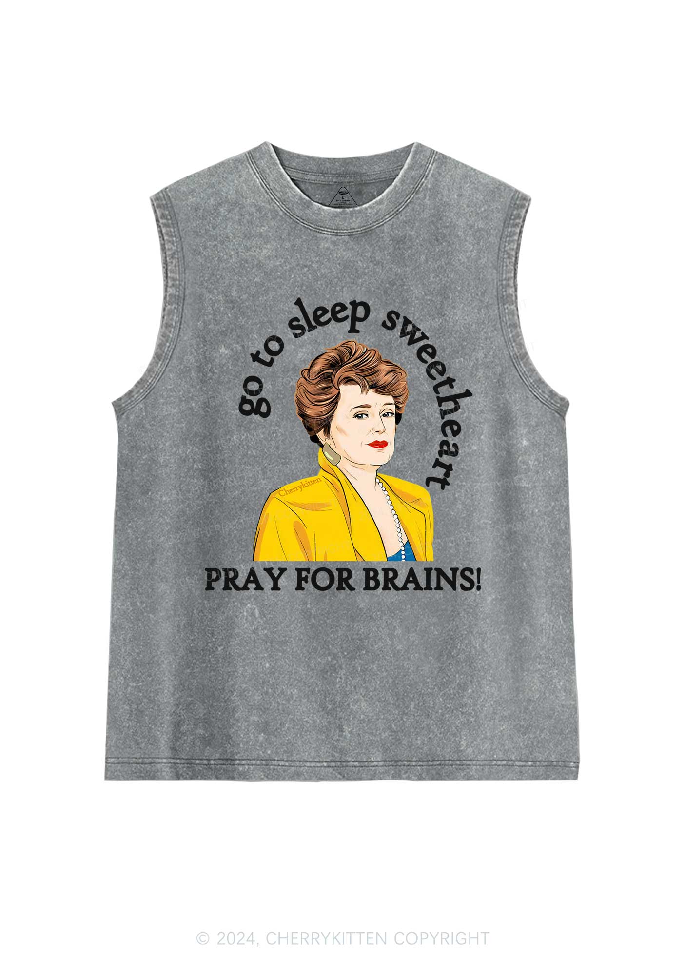 Pray For Brains Y2K Washed Tank Cherrykitten