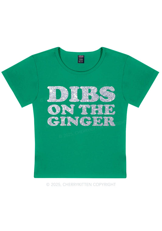 Glitter Dibs On The Ginger St Patricks Y2K Baby Tee Cherrykitten