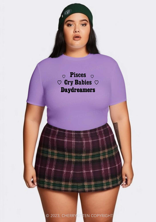 Curvy Pisces Cry Babies Daydreamers Y2K Baby Tee Cherrykitten