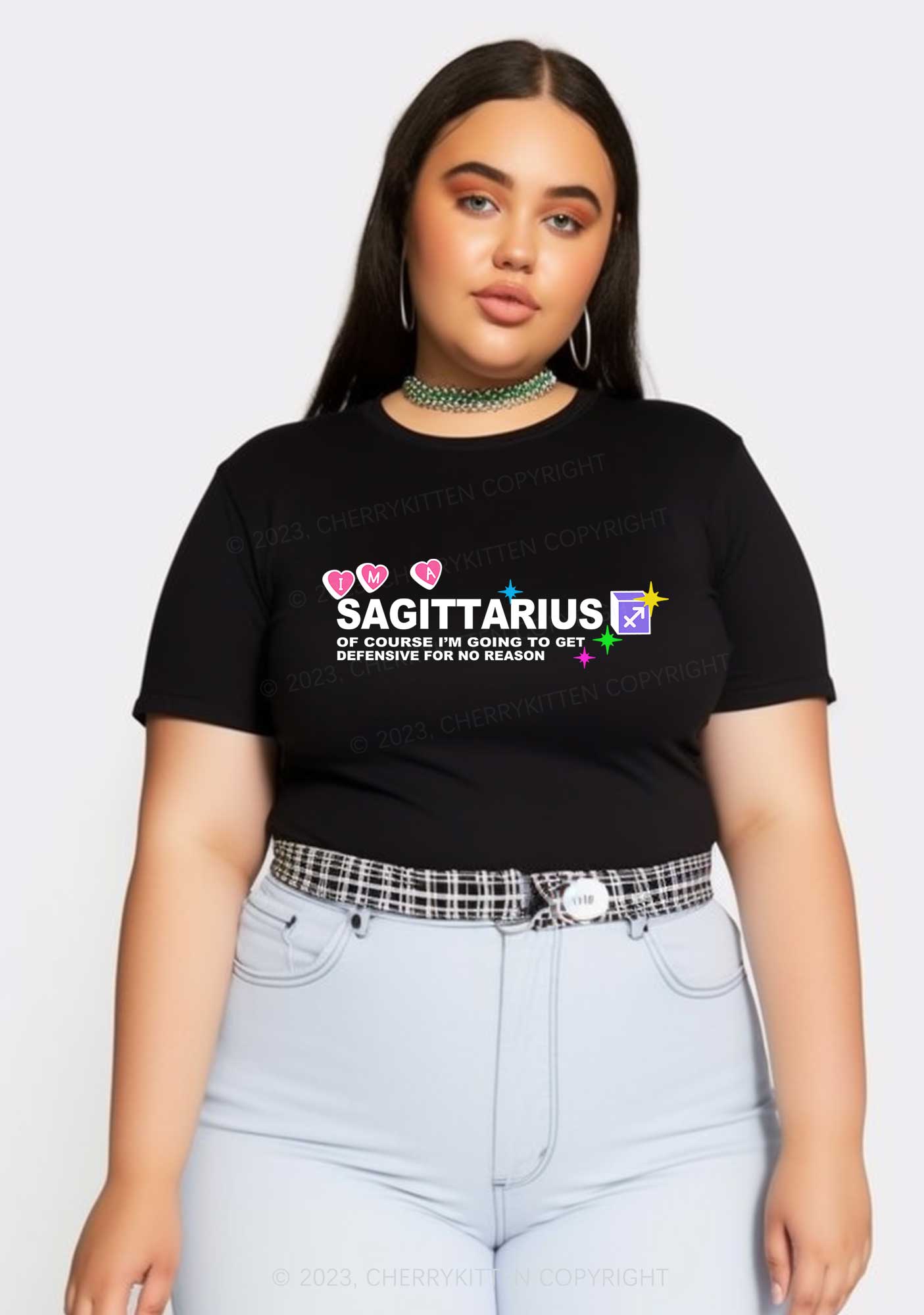 Curvy I'm A Sagittarius Y2K Baby Tee Cherrykitten