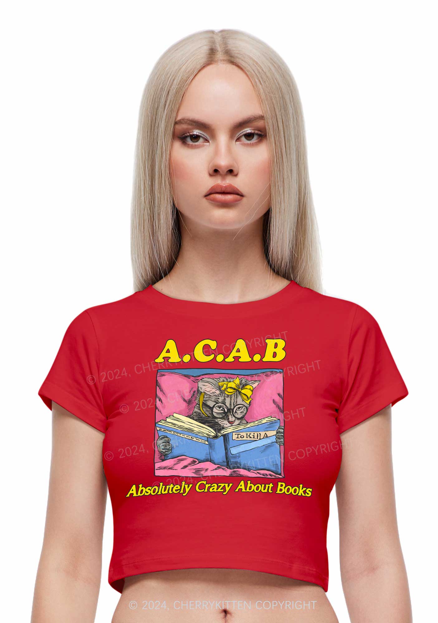 Crazy Books Y2K Baby Tee Cherrykitten