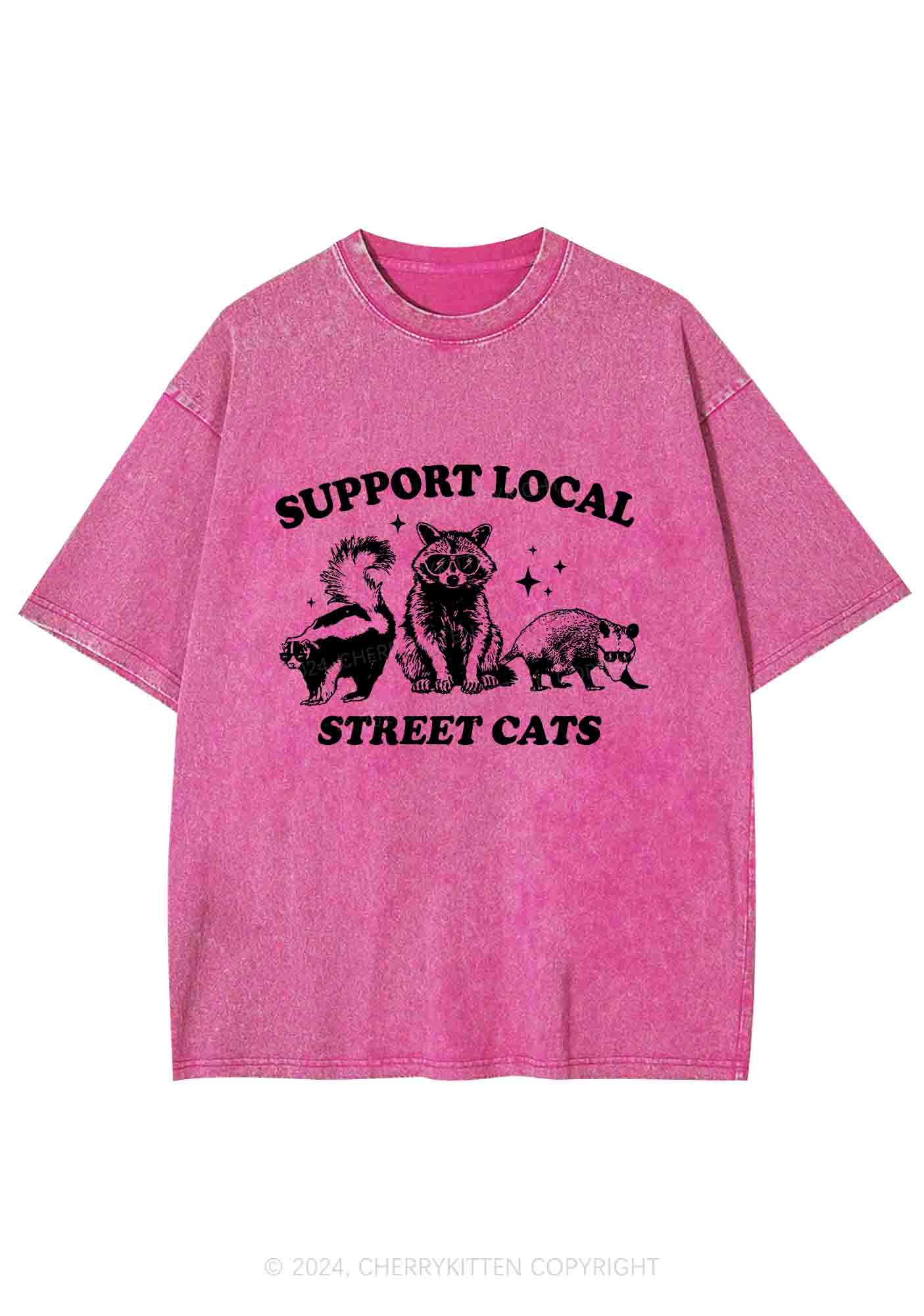 Support Local Street Cats Y2K Washed Tee Cherrykitten