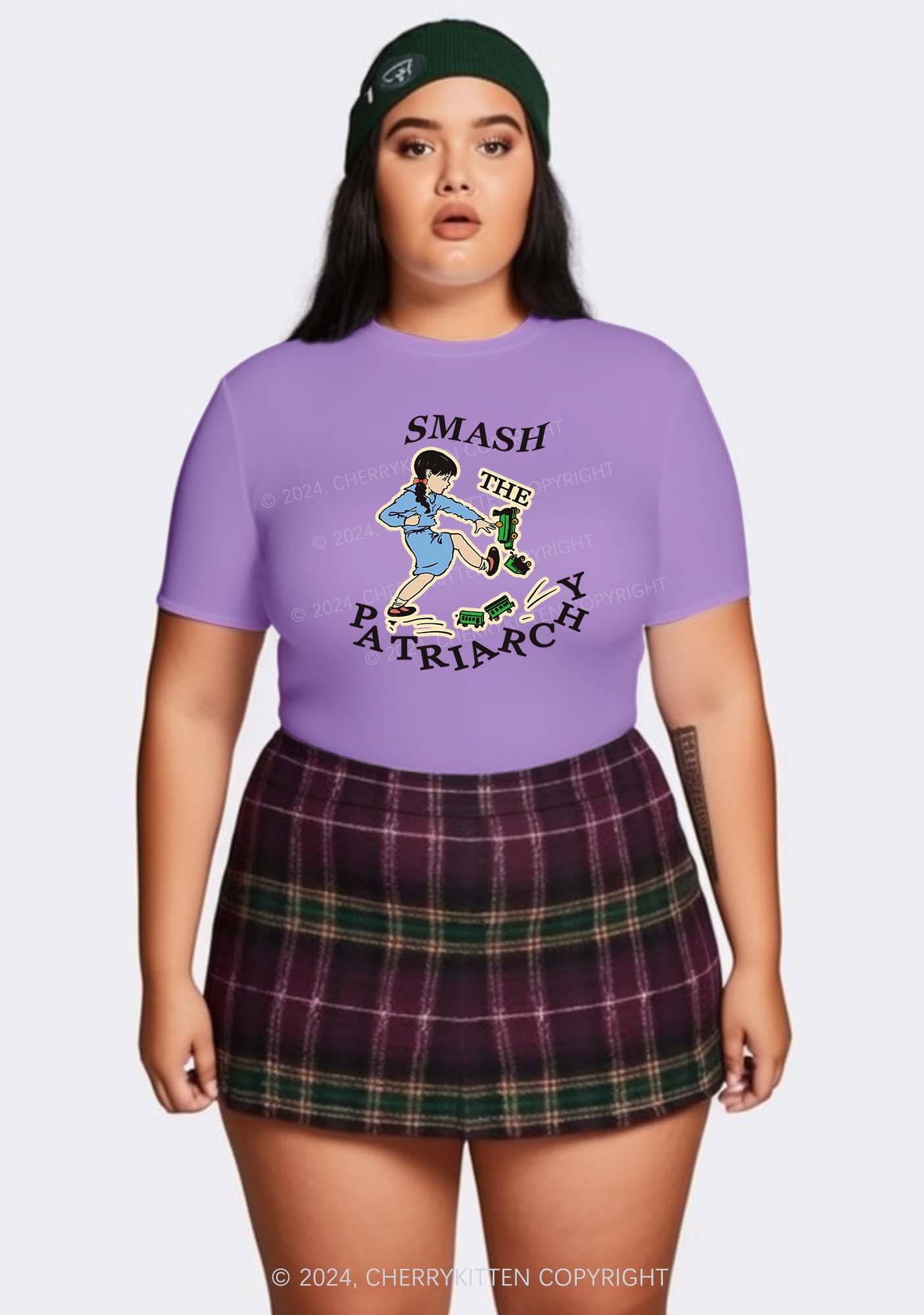 Curvy Smash The Patriarchy Y2K Baby Tee Cherrykitten