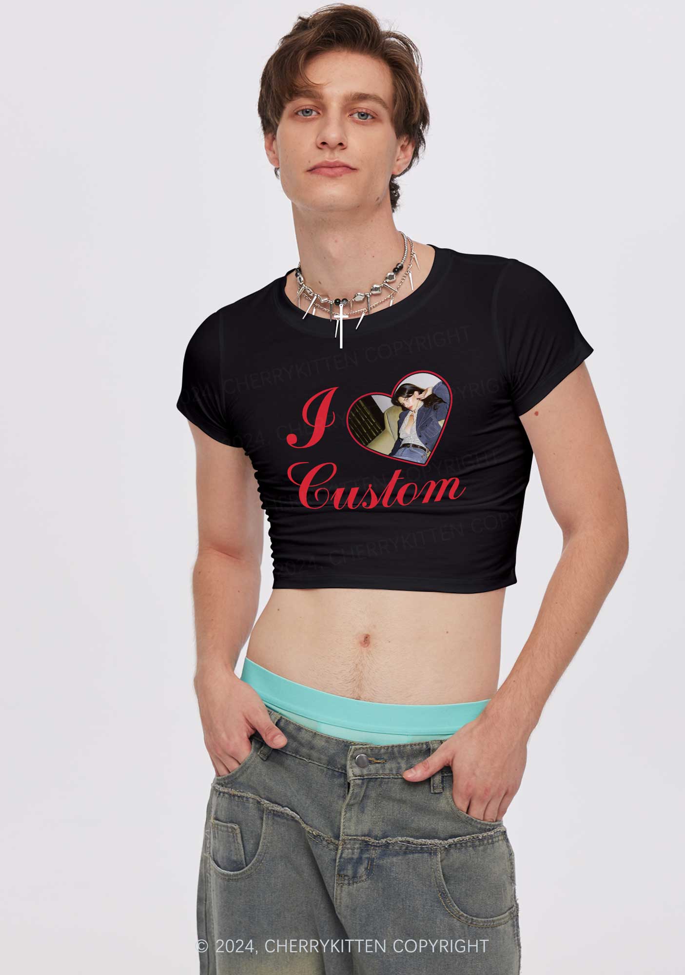 I Love Custom Name Y2K Valentine's Day Baby Tee Cherrykitten