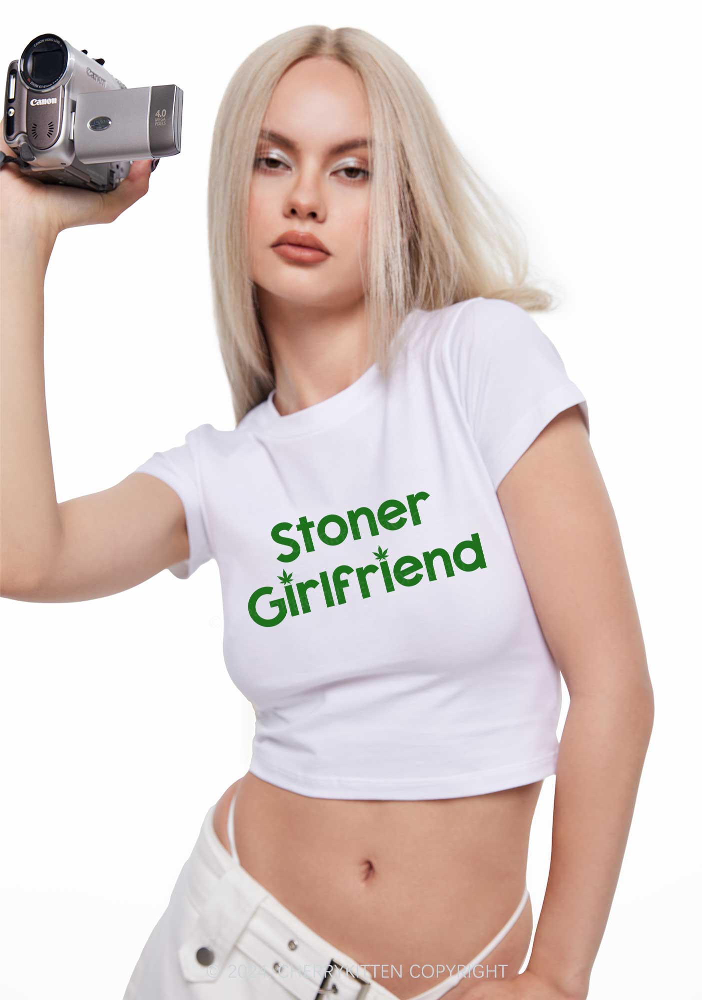 Stoner Girlfriend Y2K Baby Tee Cherrykitten