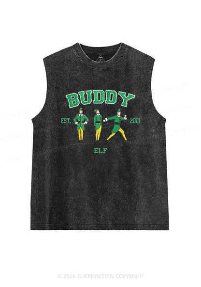 Christmas Elf Buddy Y2K Washed Tank Cherrykitten