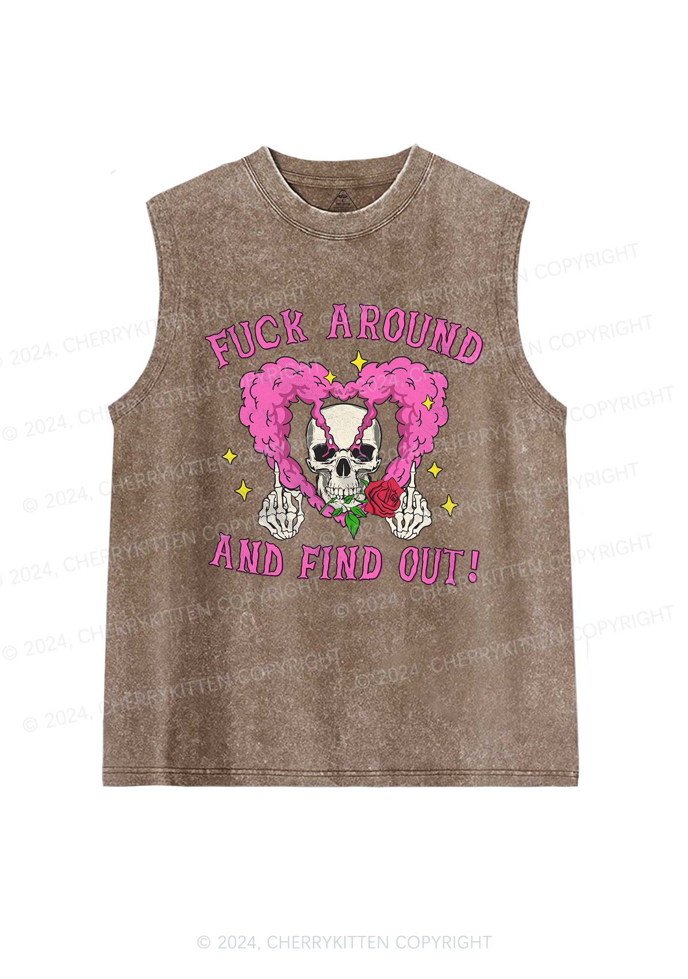 Halloween Fxxk Around Y2K Washed Tank Cherrykitten