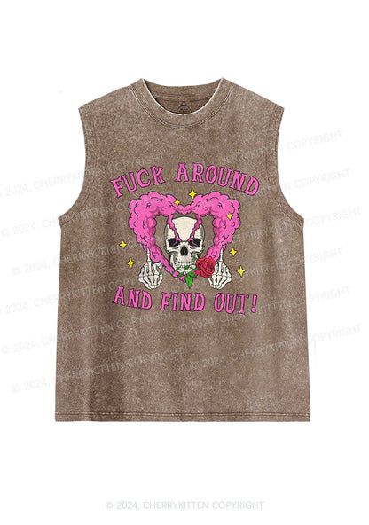 Halloween Fxxk Around Y2K Washed Tank Cherrykitten