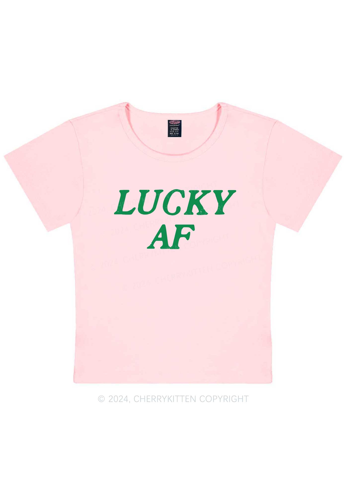 Lucky AF St Patricks Y2K Baby Tee Cherrykitten