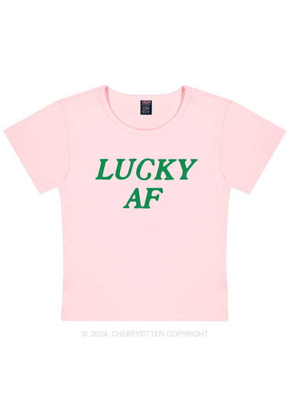 Lucky AF St Patricks Y2K Baby Tee Cherrykitten