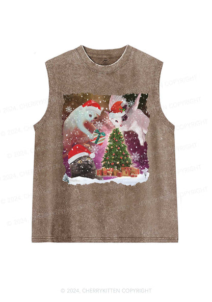 Christmas Cats Gift Y2K Washed Tank Cherrykitten