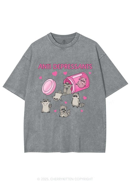 Anti Depressants Raccoon Y2K Washed Tee Cherrykitten