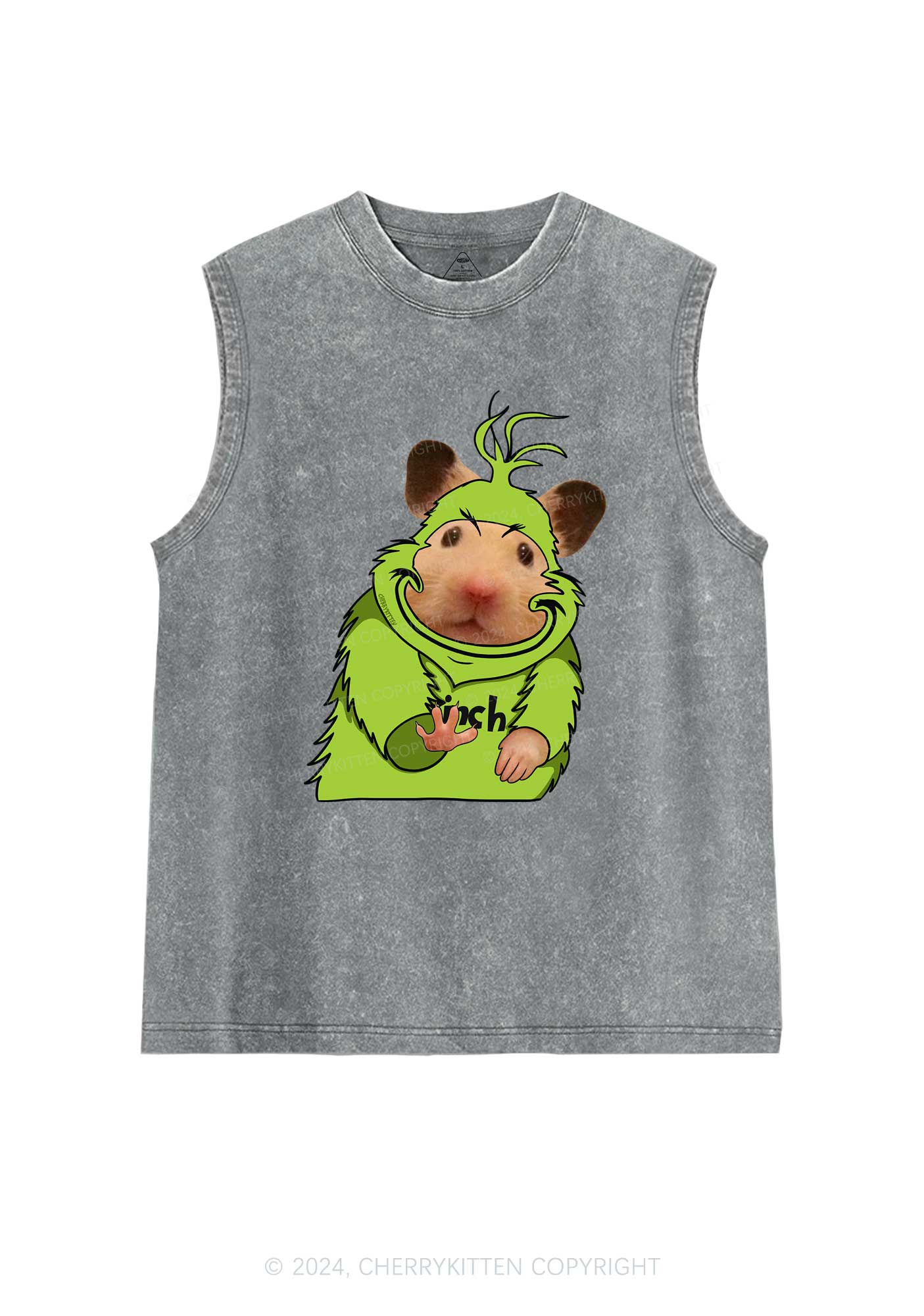 Christmas Green Ratz Y2K Washed Tank Cherrykitten