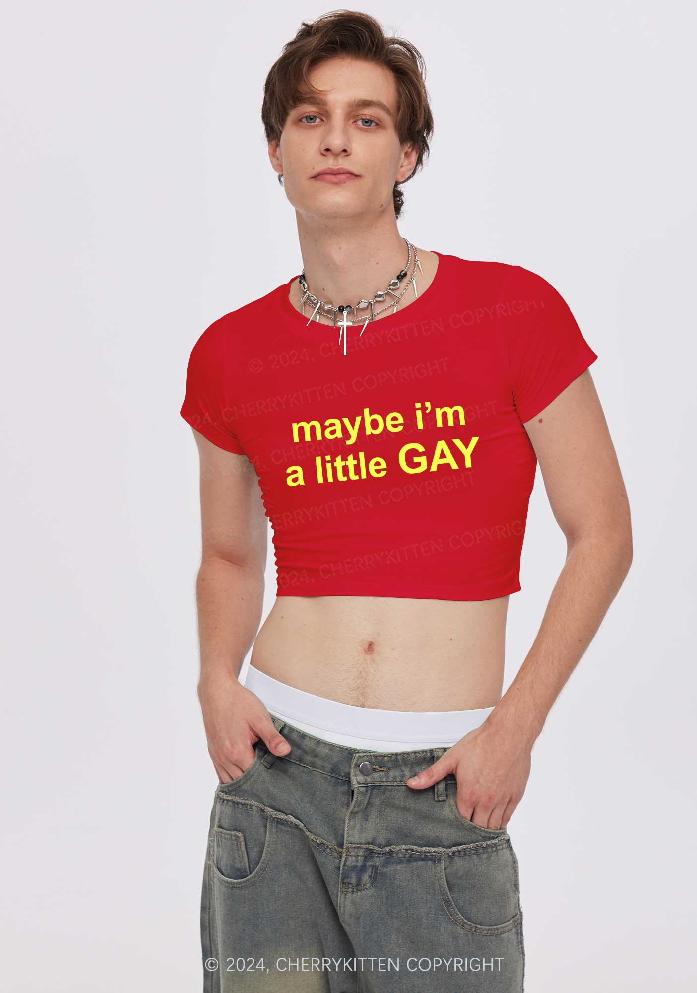 Maybe I'm A Gay Y2K Baby Tee Cherrykitten