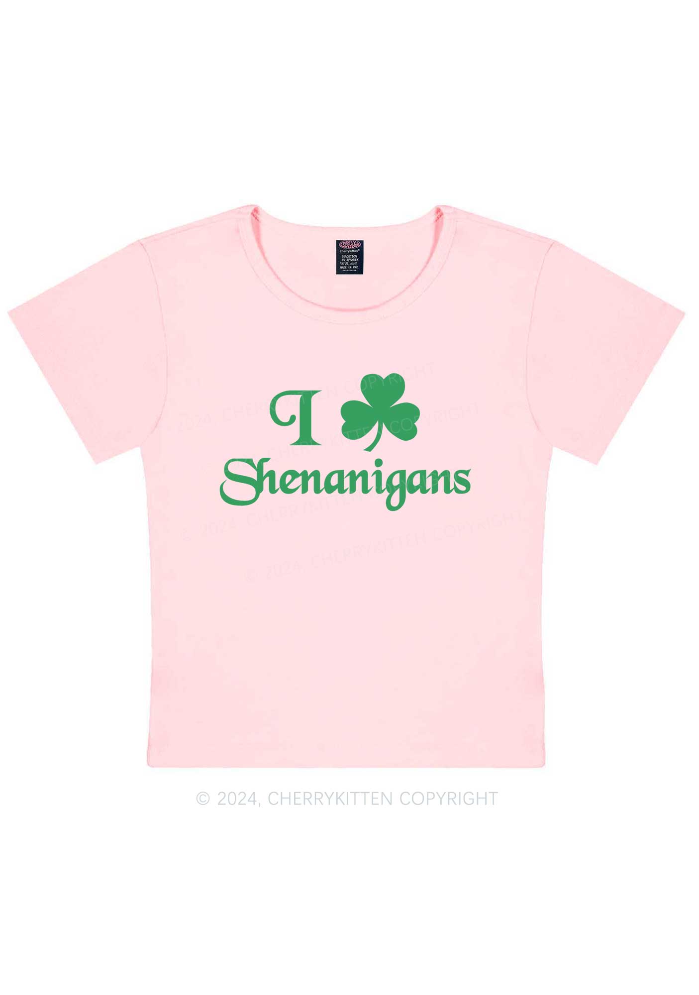 I Love Shenanigans St Patricks Y2K Baby Tee Cherrykitten