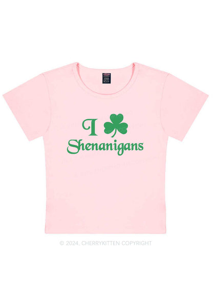 I Love Shenanigans St Patricks Y2K Baby Tee Cherrykitten