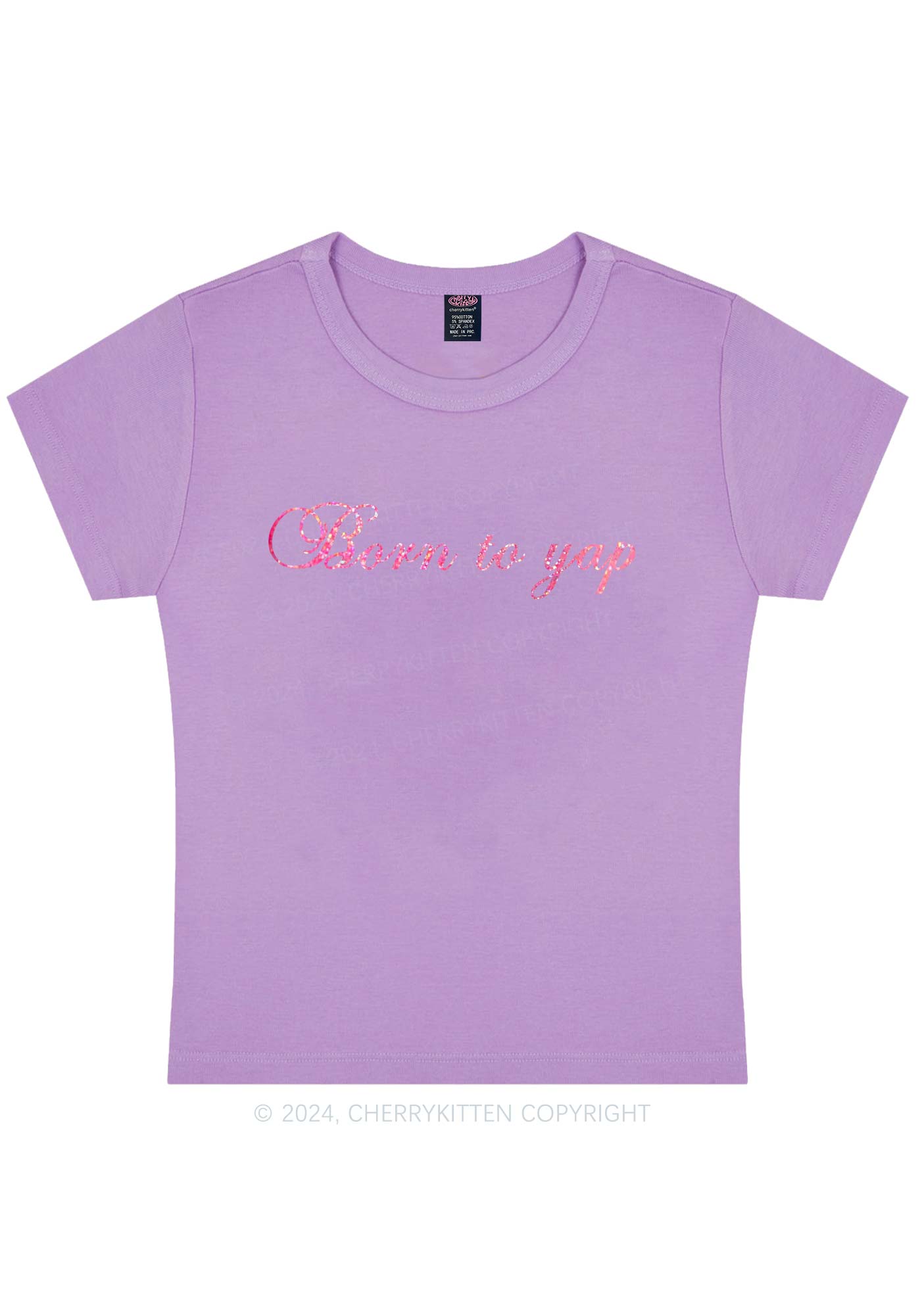 Glitter Born To Yap Y2K Baby Tee Cherrykitten