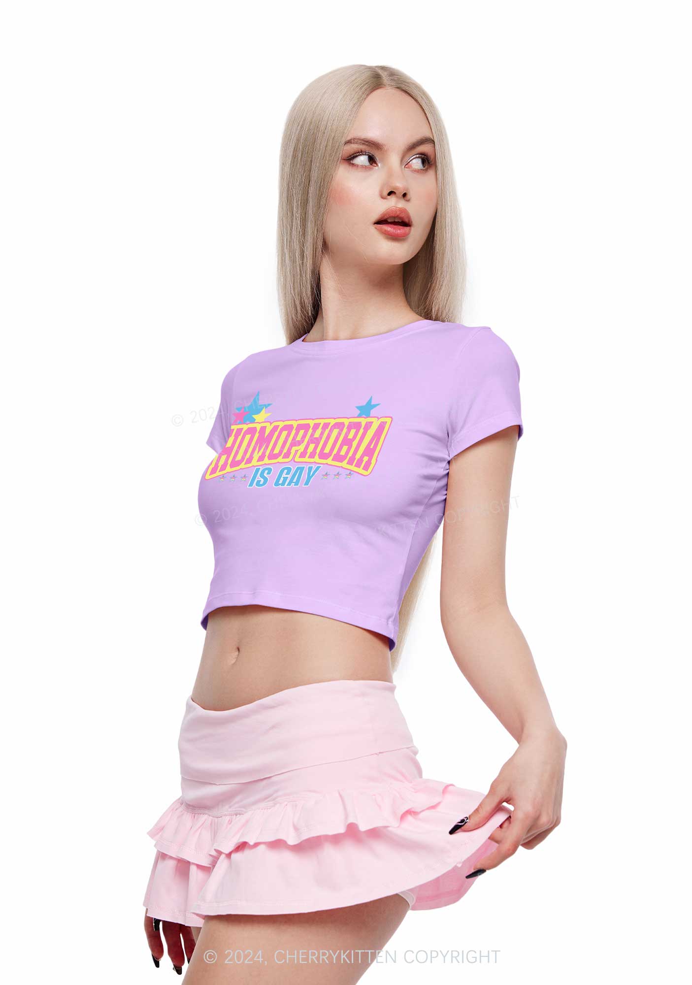 Homophobia Is Gay Y2K Baby Tee Cherrykitten