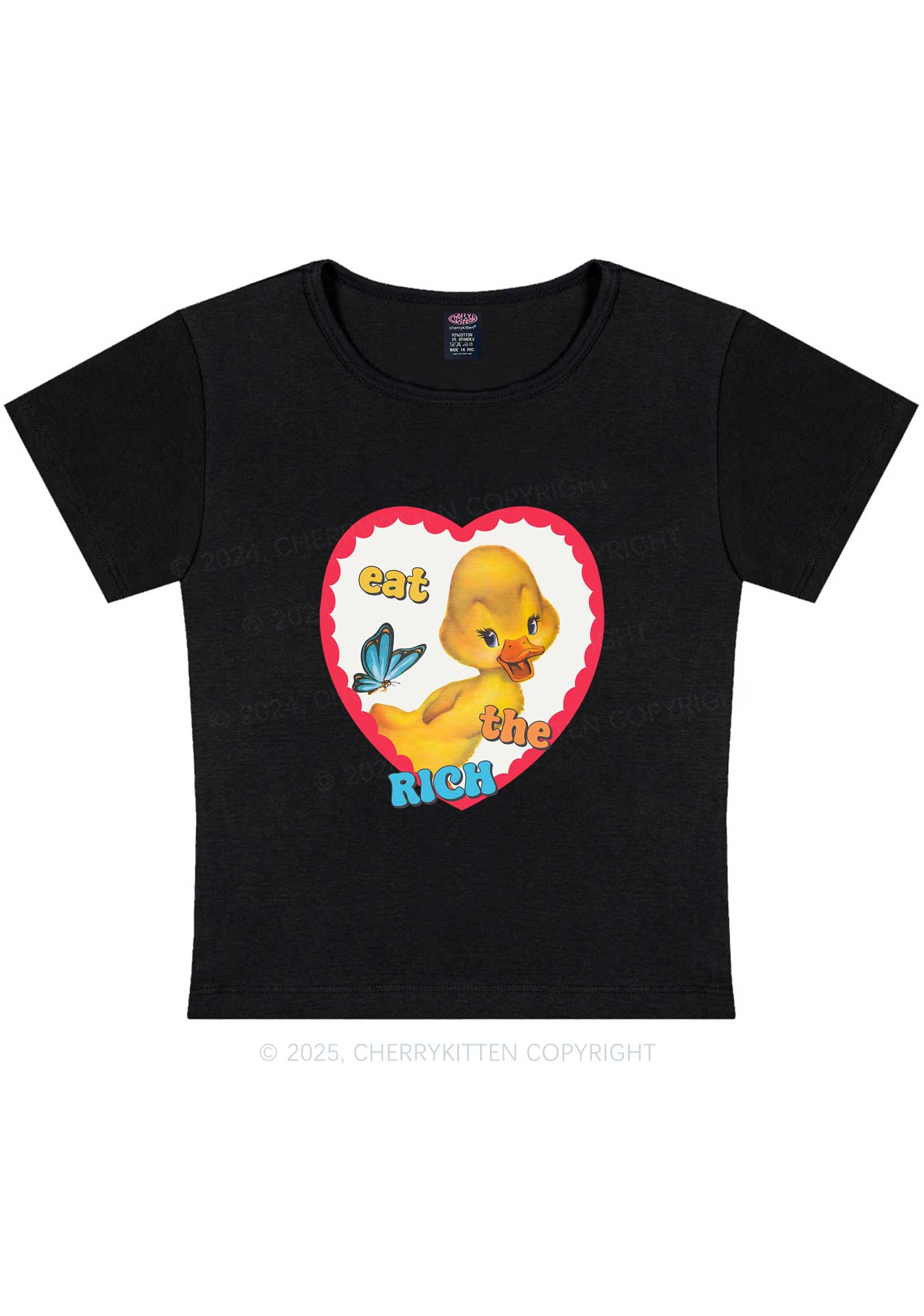 Eat The Rich Duck Y2K Baby Tee Cherrykitten