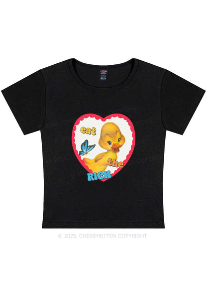 Eat The Rich Duck Y2K Baby Tee Cherrykitten