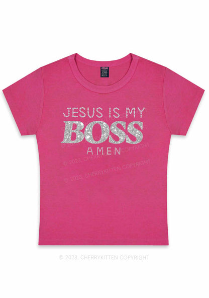 Jesus Is My Boss Y2K Baby Tee Cherrykitten