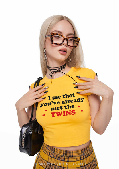 You've Already Met The Twins Y2K Baby Tee Cherrykitten