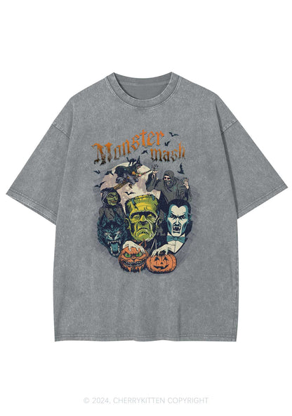 Halloween Monster Mash Y2K Washed Tee Cherrykitten