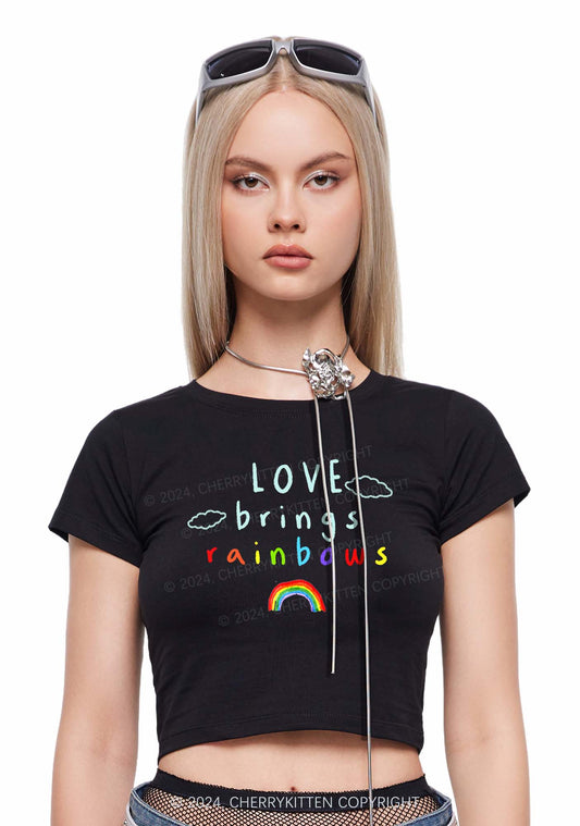 Love Brings Rainbows Y2K Baby Tee Cherrykitten