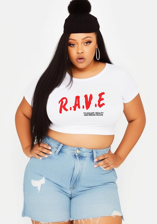 Curvy Rave To Escape Reality Y2K Baby Tee Cherrykitten