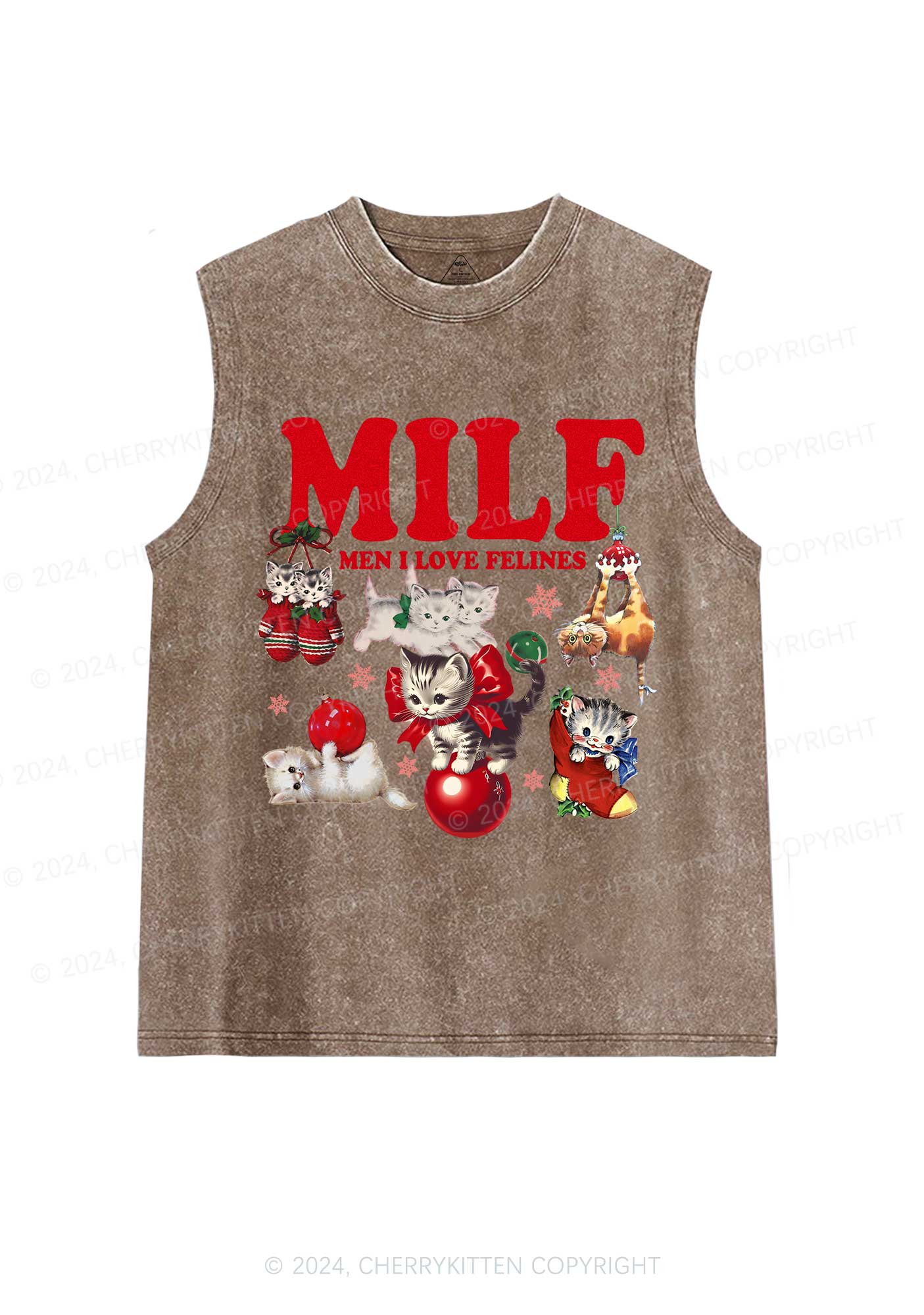 Christmas Cat Mxxf Y2K Washed Tank Cherrykitten