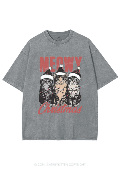 Christmas Meowy Y2K Washed Tee Cherrykitten